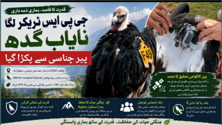 جی پی ایس لگا نایاب گدھ پیر چناسی کے مقام سے پکڑ لیا گیا